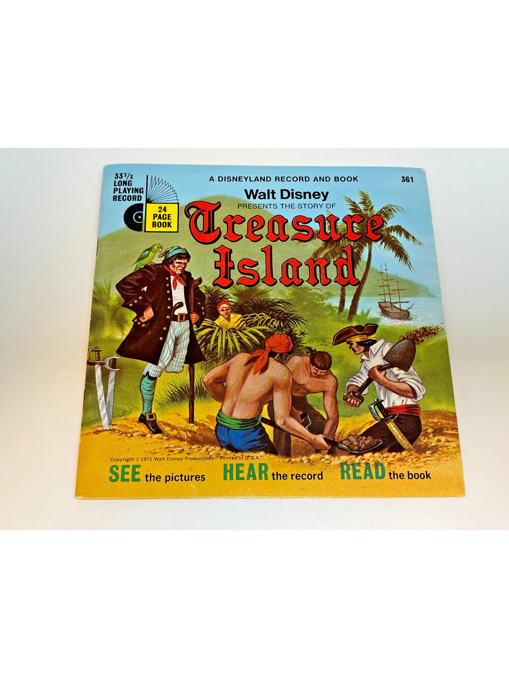 Walt Disney Treasure Island Disneyland Record & Book 1971 Vinyl 361 Read Along